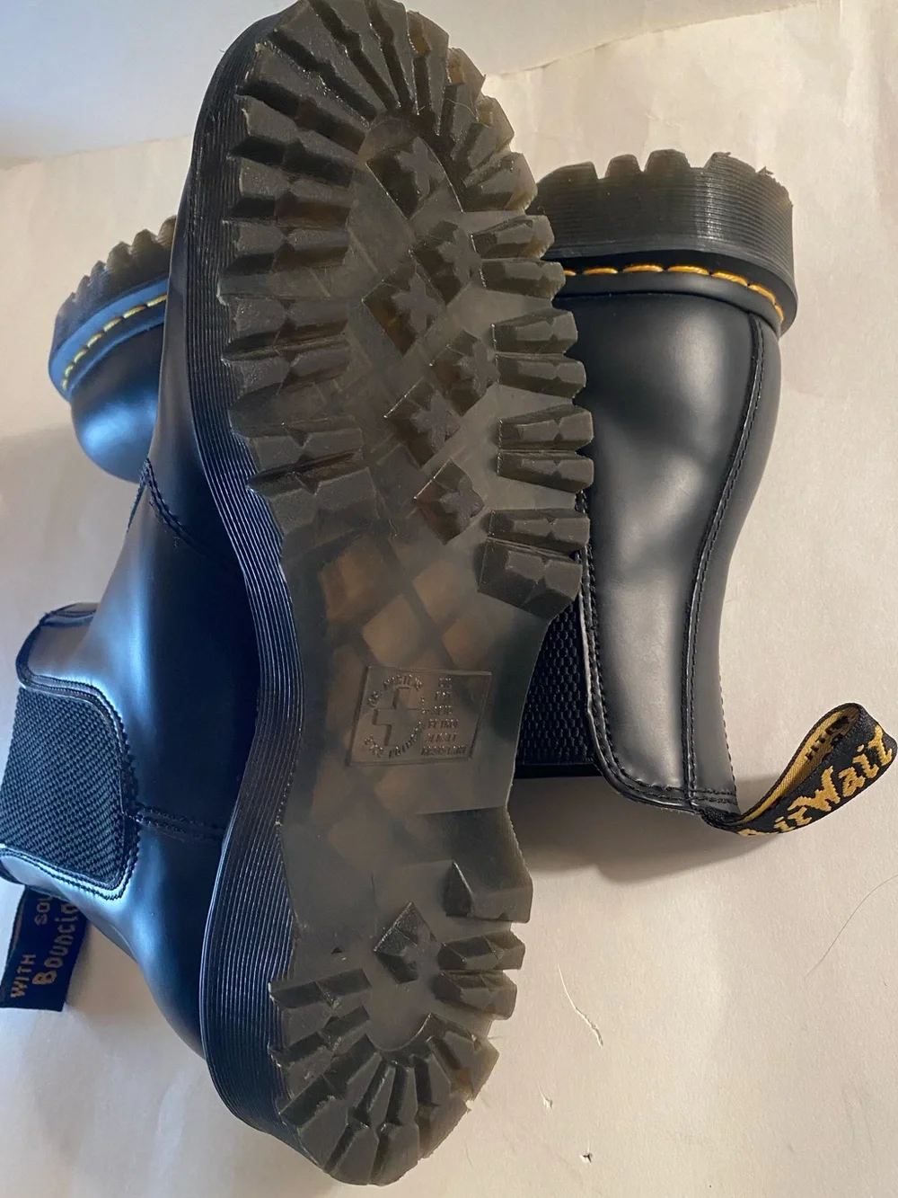 Dr. Martens Black Chelsea Boots with Yellow Stitching